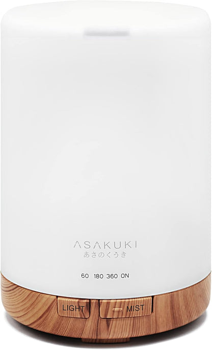 ASAKUKI 300ML Essential Oil Diffuser, Quiet 5-in-1 Premium Aromatherapy Humidifier, Natural Home Fragrance Aroma Vaporizer with 7 LED Color Changing Light and Auto-Off Safety Switch