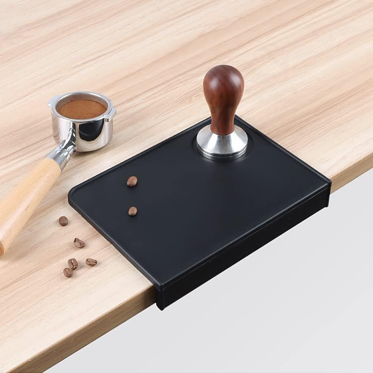 Coffee Tamper Mat, Food Safe Silicone Coffee Tamp Mat Anti-Slip, Espresso Tamping Mat Food Grade Non-Slip Coffee Pad Tamp Station Espresso Accessory(Black-ZY1)