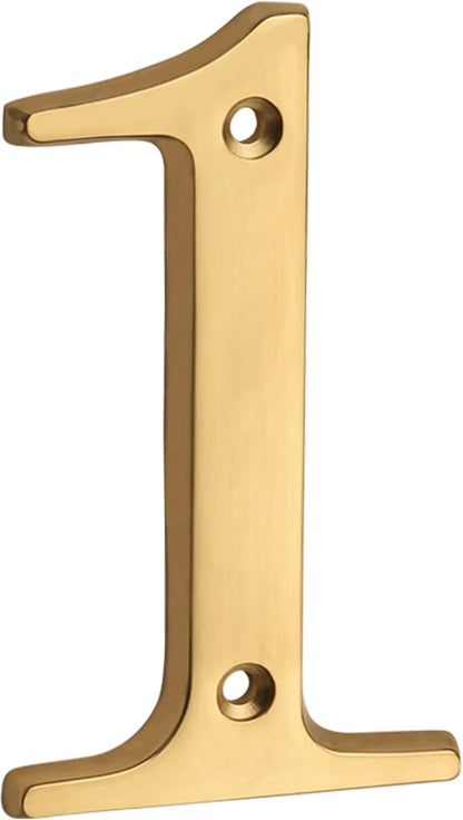 HASWARE 4 Inch Brass Modern Curvy House Number Polished Brass Finish Stylish Door Numbers Signage Plaque Street Home Address Numerals (A, Brass)