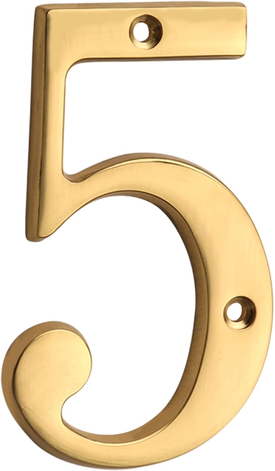 HASWARE 4 Inch Brass Modern Curvy House Number Polished Brass Finish Stylish Door Numbers Signage Plaque Street Home Address Numerals (A, Brass)