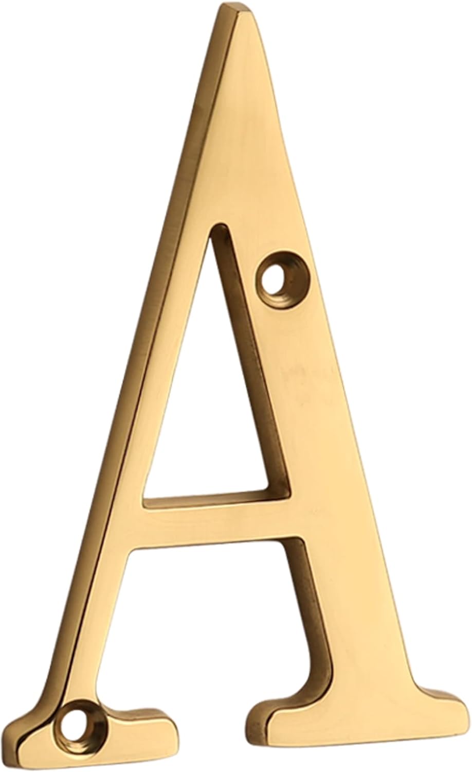HASWARE 4 Inch Brass Modern Curvy House Number Polished Brass Finish Stylish Door Numbers Signage Plaque Street Home Address Numerals (A, Brass)