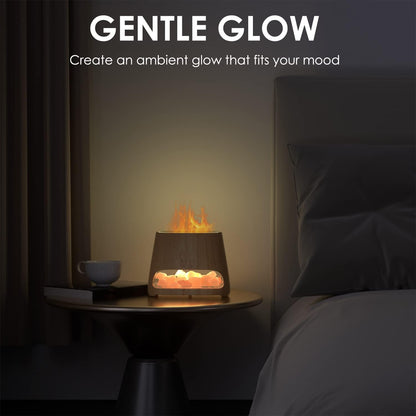 SALKING 2-in-1 Essential Oil Diffuser & Crystal Himalayan Salt Lamp, Ultrasonic Aromatherapy Diffuser with Timer Setting, Auto-Off Safety Switch, Cool Mist, Flame Effect, Night Light, 150ml