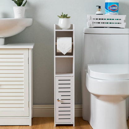 Freestanding Toilet Paper Storage with Phone Holder | Small Bathroom Organiser