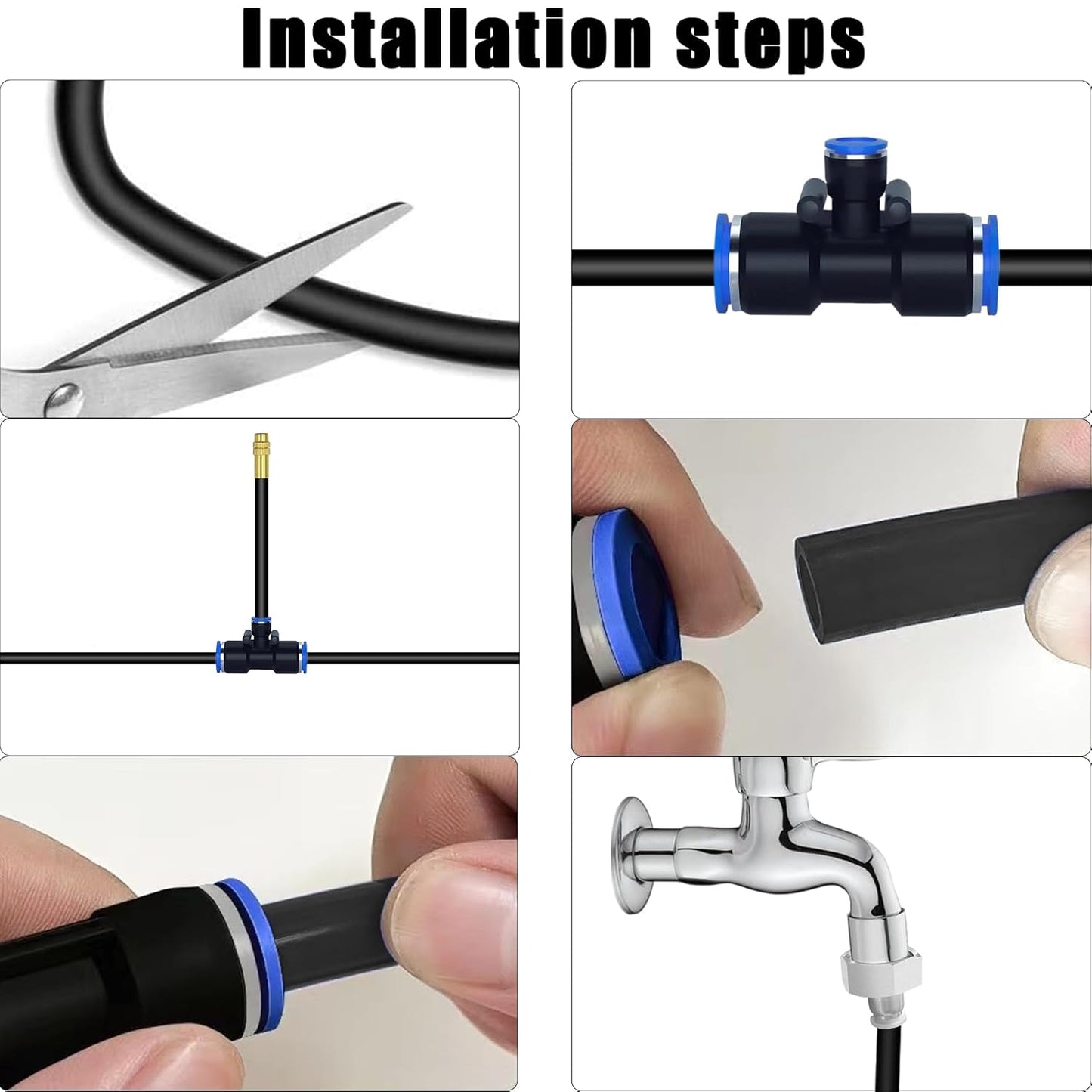Tivddikun Drip Irrigation Kit, 360° Bendable Watering System with 49FT/15M Drip Irrigation Hose, 20 T-joints, 15 Adjustable Brass Misting Nozzles, 10 Fixed Stems, Anti-blocked Universal Faucet Adapter