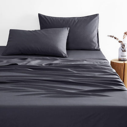 Wake In Cloud - White Sheet Set, 1000TC Ultra Soft Microfiber, Fitted Sheet & Flat Sheet & 2 Pillowcases (4 pcs, Queen Size)