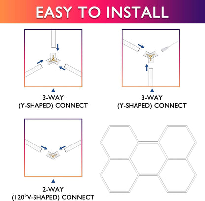 TONGLIN Hexagon Garage Light, 14 Grids 680W 81600 Lumens Hexagon Led Garage Light with Rectangle Frame 6500K for Garage, Basement, Warehouse, Auto Beauty Shop, Car Detailing Shop