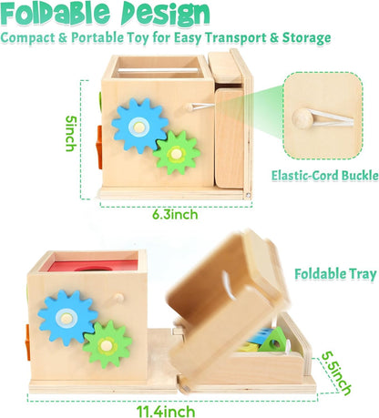Kizfarm Wooden Montessori Baby Toys, 8-in-1 Wooden Play Kit Includes Object Permanent Box, Coin Box, Carrot Harvest, Shape Sorting & Stacking - Montessori Toys for Boys Girls Toddlers