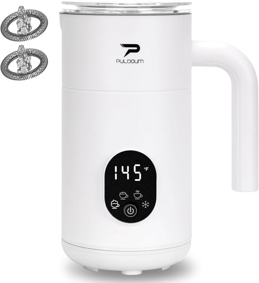 Milk Frother, Electric Milk Frother and Steamer 4 in 1 Automatic Coffee Steamer Frother, 11.8OZ / 350ML Warm and Cold Foam Frother for Coffee (Black)