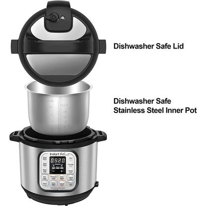 Instant Pot Duo 7-in-1 Multicooker, 5.7L - Pressure Cooker, Slow Cooker, Rice Cooker, Sauté Pan, Yogurt Maker, Steamer and Food Warmer, Brushed Stainless Steel,Black/ Grey