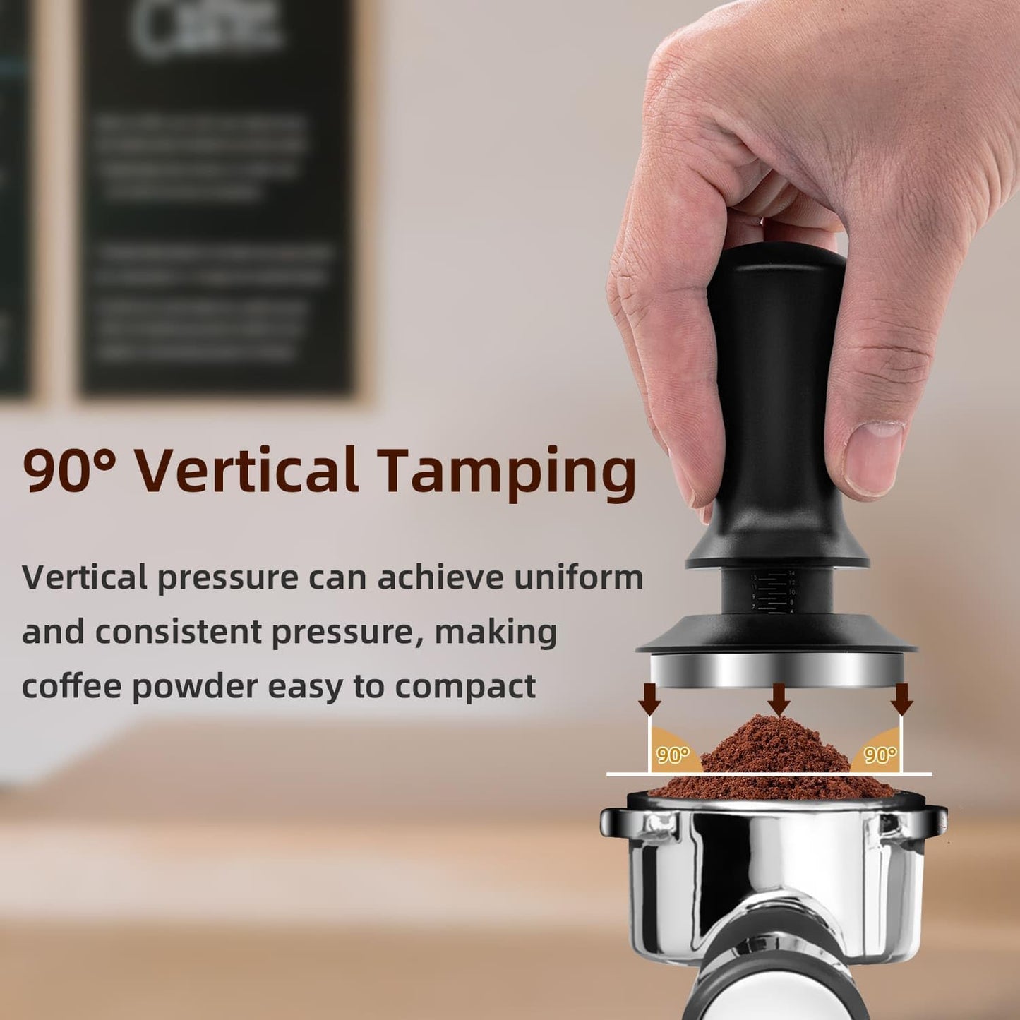 Mcbazel 53mm Espresso Tamper with 53.3-54mm portafilters,Including Popular Sage Models,53mm Adjustable Hand Coffee Tamper 304 Stainless Steel Ripple Base