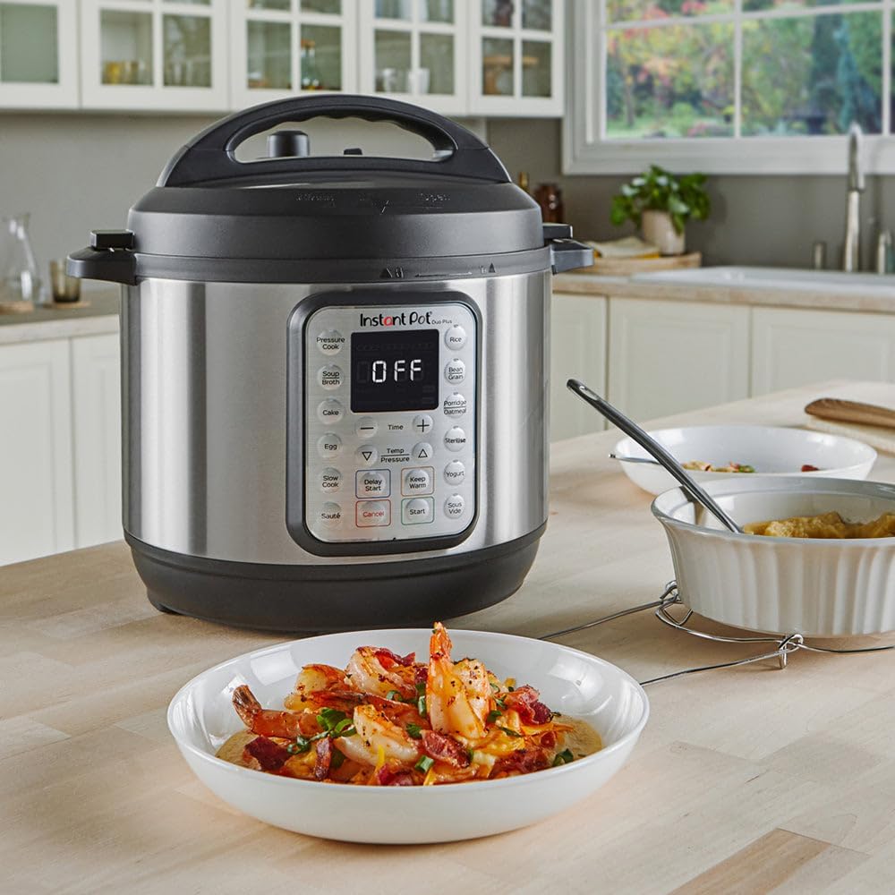 Instant Pot Duo 7-in-1 Multicooker, 5.7L - Pressure Cooker, Slow Cooker, Rice Cooker, Sauté Pan, Yogurt Maker, Steamer and Food Warmer, Brushed Stainless Steel,Black/ Grey