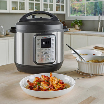 Instant Pot Duo 7-in-1 Multicooker, 5.7L - Pressure Cooker, Slow Cooker, Rice Cooker, Sauté Pan, Yogurt Maker, Steamer and Food Warmer, Brushed Stainless Steel,Black/ Grey