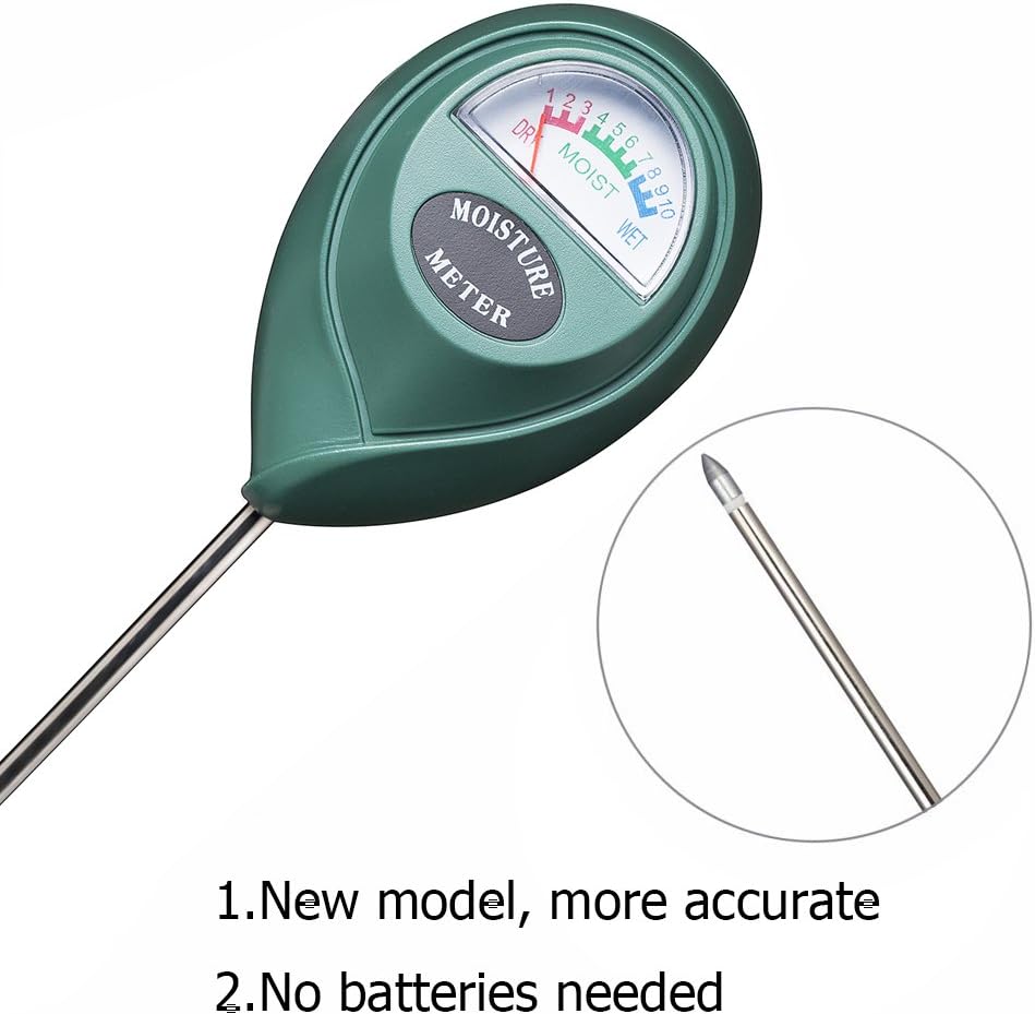 XLUX Soil Moisture Sensor Meter Water Monitor, Hygrometer for Gardening, Farming,Plants, No Batteries Required, 2 Pack
