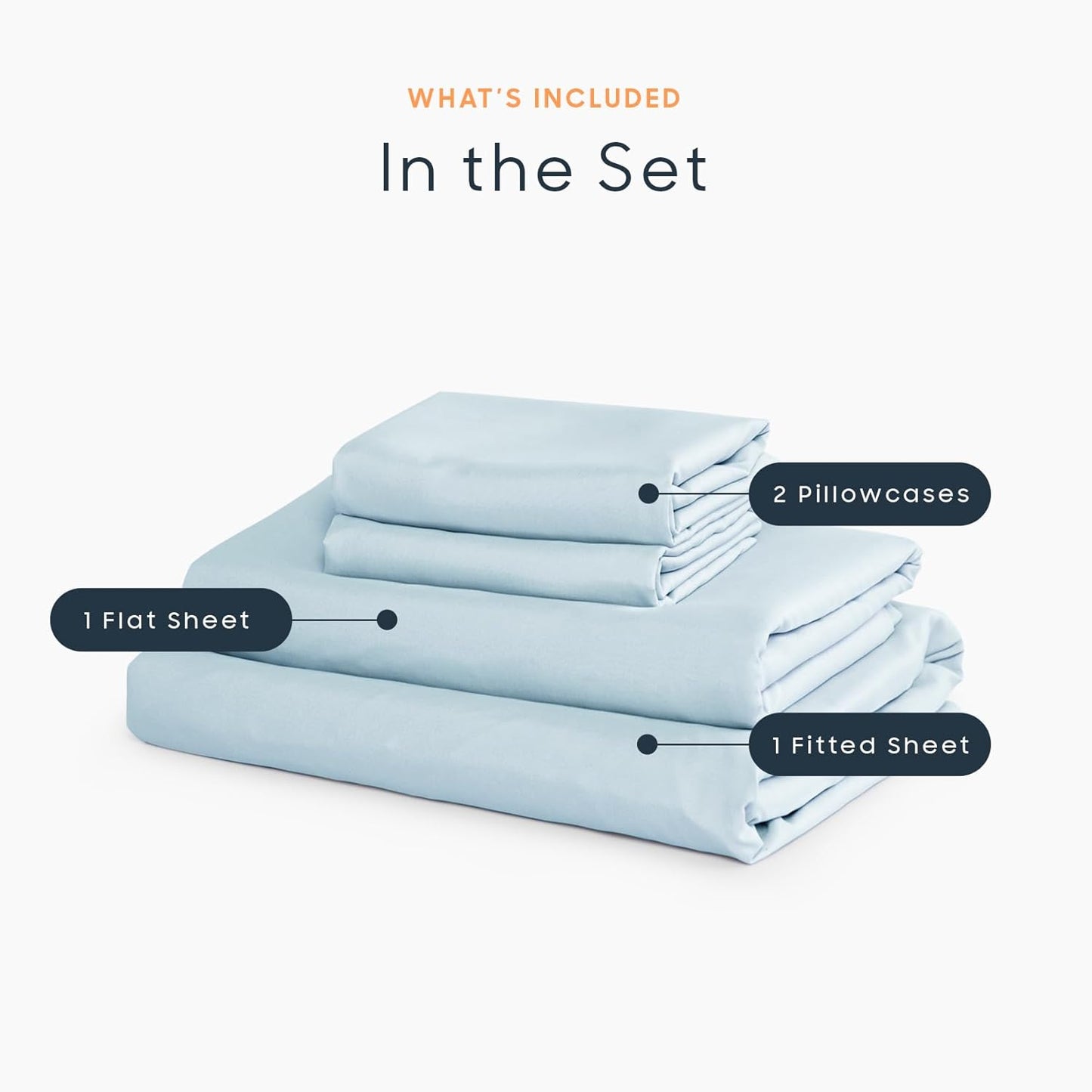 Wake In Cloud - White Sheet Set, 1000TC Ultra Soft Microfiber, Fitted Sheet & Flat Sheet & 2 Pillowcases (4 pcs, Queen Size)
