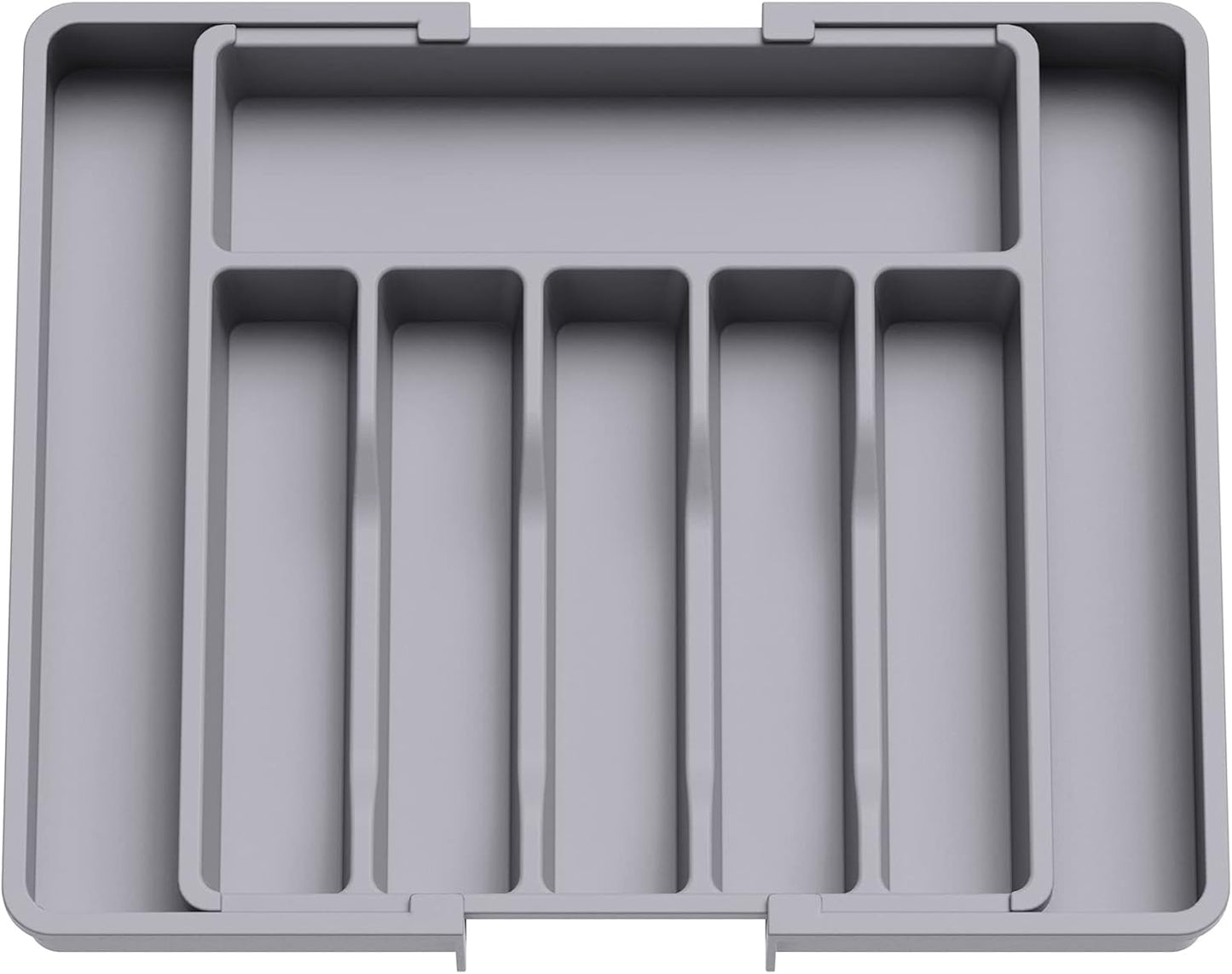 Lifewit Cutlery Drawer Organiser, Expandable Utensil Tray for Kitchen, Adjustable Silverware and Flatware Holder, Compact Plastic Storage for Spoons Forks Knives, Large, Black