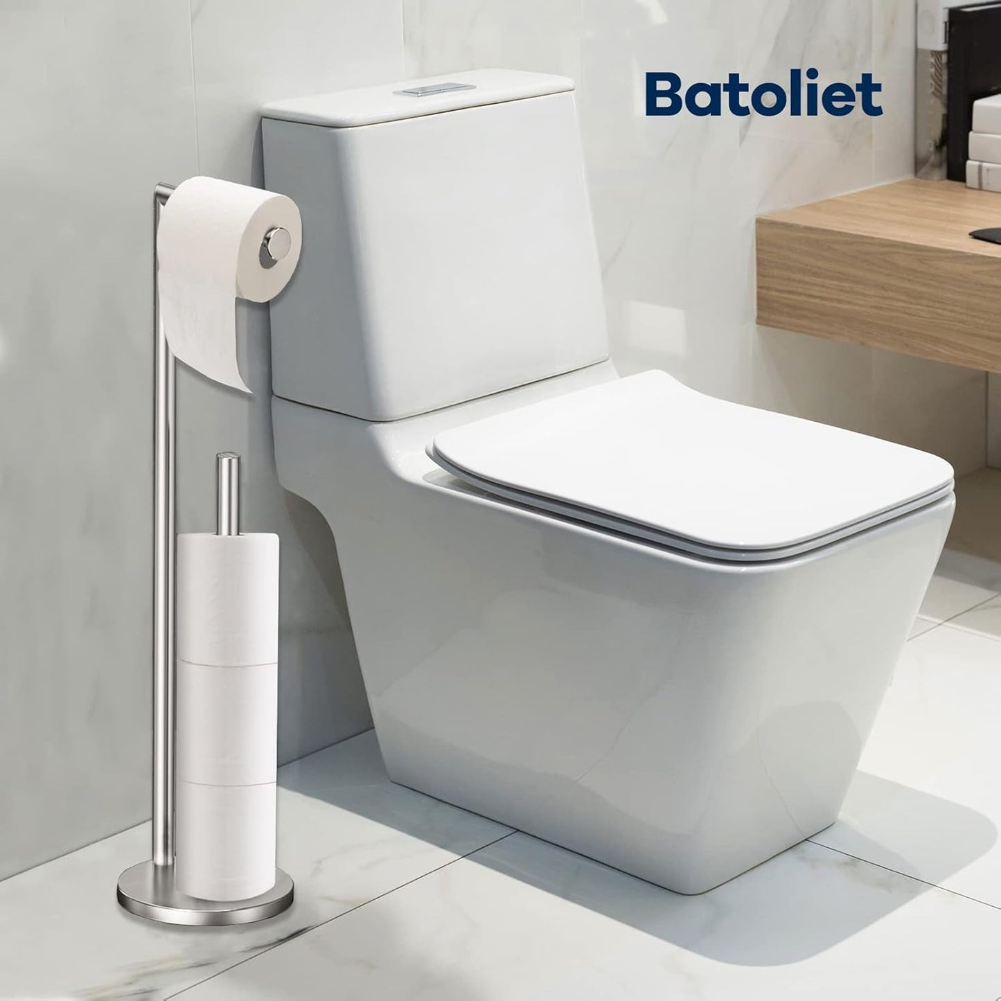 Freestanding Black Toilet Paper Holder | Metal Bathroom Roll Stand