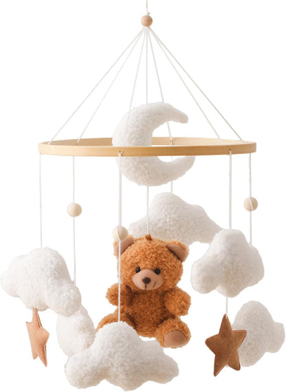 Beechwood Crib Mobile Holder - 360° Rotate, Adjustable Arm - Natural Wood, Minimalist - For Cribs No Side Rails - Baby Nursery Decor