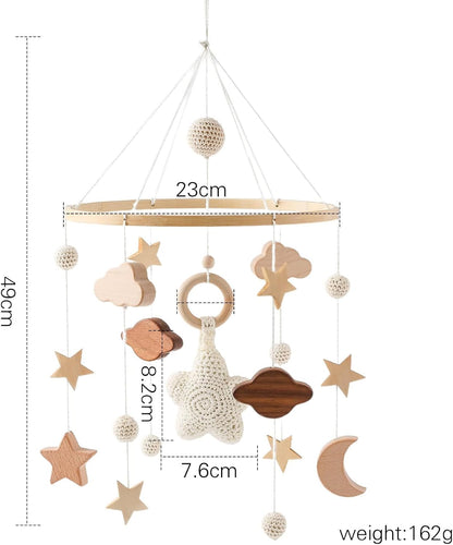 Beechwood Crib Mobile Holder - 360° Rotate, Adjustable Arm - Natural Wood, Minimalist - For Cribs No Side Rails - Baby Nursery Decor