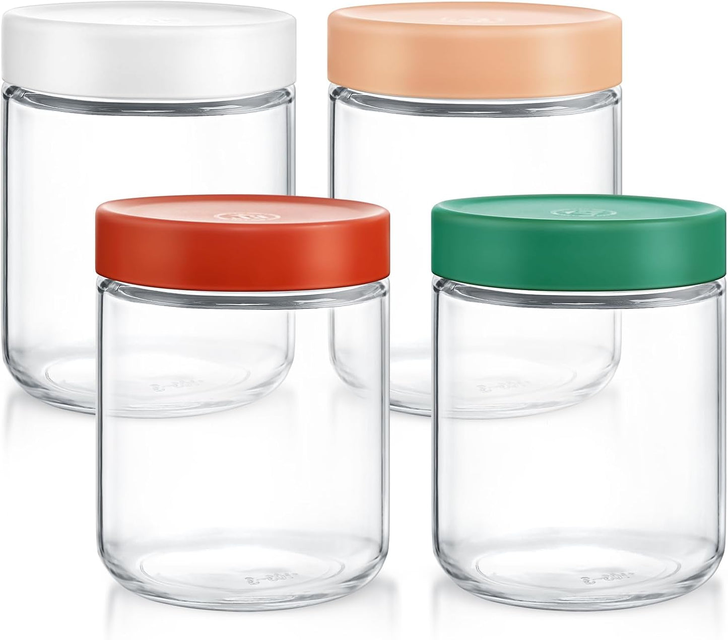 Feshory 6 Pack Overnight Oats Container Jar with Screw Lid - Wide Mouth & Airtight Glass Food Storage Jar, Wide Mouth Glass Meal Prep Containers for Baby Food, Salad, Spice, Snacks, Dressing Sauce