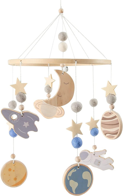 Beechwood Crib Mobile Holder - 360° Rotate, Adjustable Arm - Natural Wood, Minimalist - For Cribs No Side Rails - Baby Nursery Decor