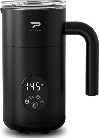 Milk Frother, Electric Milk Frother and Steamer 4 in 1 Automatic Coffee Steamer Frother, 11.8OZ / 350ML Warm and Cold Foam Frother for Coffee (Black)