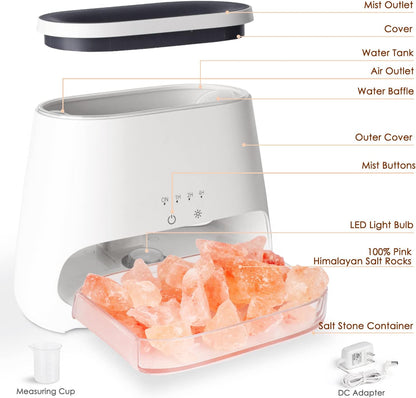 SALKING 2-in-1 Essential Oil Diffuser & Crystal Himalayan Salt Lamp, Ultrasonic Aromatherapy Diffuser with Timer Setting, Auto-Off Safety Switch, Cool Mist, Flame Effect, Night Light, 150ml