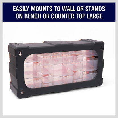 HORUSDY 39-Drawers Storage Cabinet Tool Box, Wall Mount Parts Storage Bin Chest Case Plastic Organiser Toolbox with Divider In Each Drawer