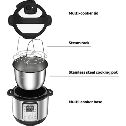 Instant Pot Duo 7-in-1 Multicooker, 5.7L - Pressure Cooker, Slow Cooker, Rice Cooker, Sauté Pan, Yogurt Maker, Steamer and Food Warmer, Brushed Stainless Steel,Black/ Grey