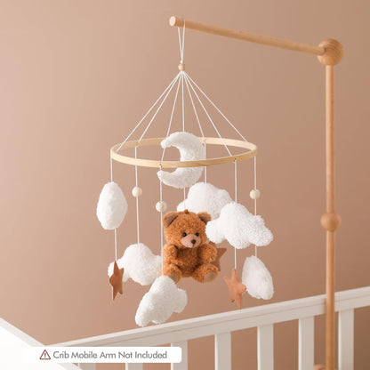 Beechwood Crib Mobile Holder - 360° Rotate, Adjustable Arm - Natural Wood, Minimalist - For Cribs No Side Rails - Baby Nursery Decor