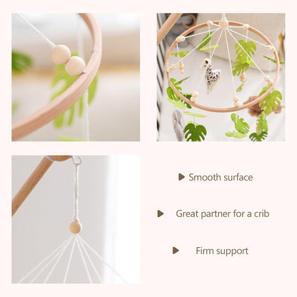 Beechwood Crib Mobile Holder - 360° Rotate, Adjustable Arm - Natural Wood, Minimalist - For Cribs No Side Rails - Baby Nursery Decor