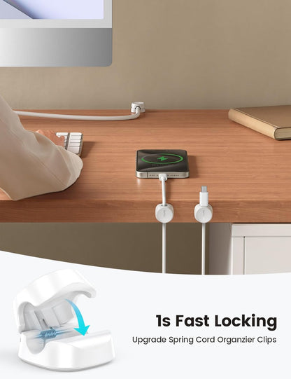 One-Hand Cable Clips | Desk Cord Organizer | Adhesive Cord Holders