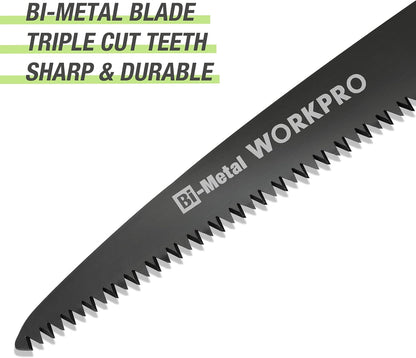 WORKPRO Pruning Saws 180mm, Hand Saws with Safety Lock, Folding Saw with Triple Tooth Cut, Ideel for Garden, Camping, Tree Trimming and More
