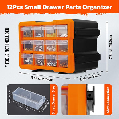 HORUSDY 39-Drawers Storage Cabinet Tool Box, Wall Mount Parts Storage Bin Chest Case Plastic Organiser Toolbox with Divider In Each Drawer