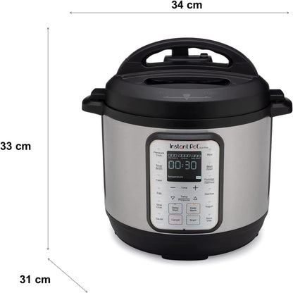 Instant Pot Duo 7-in-1 Multicooker, 5.7L - Pressure Cooker, Slow Cooker, Rice Cooker, Sauté Pan, Yogurt Maker, Steamer and Food Warmer, Brushed Stainless Steel,Black/ Grey