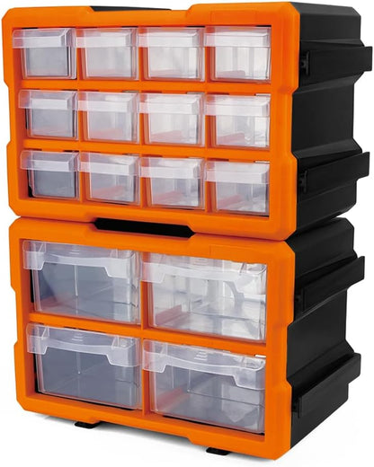 HORUSDY 39-Drawers Storage Cabinet Tool Box, Wall Mount Parts Storage Bin Chest Case Plastic Organiser Toolbox with Divider In Each Drawer