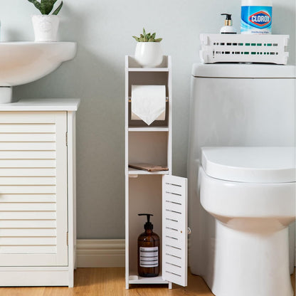 Freestanding Toilet Paper Storage with Phone Holder | Small Bathroom Organiser