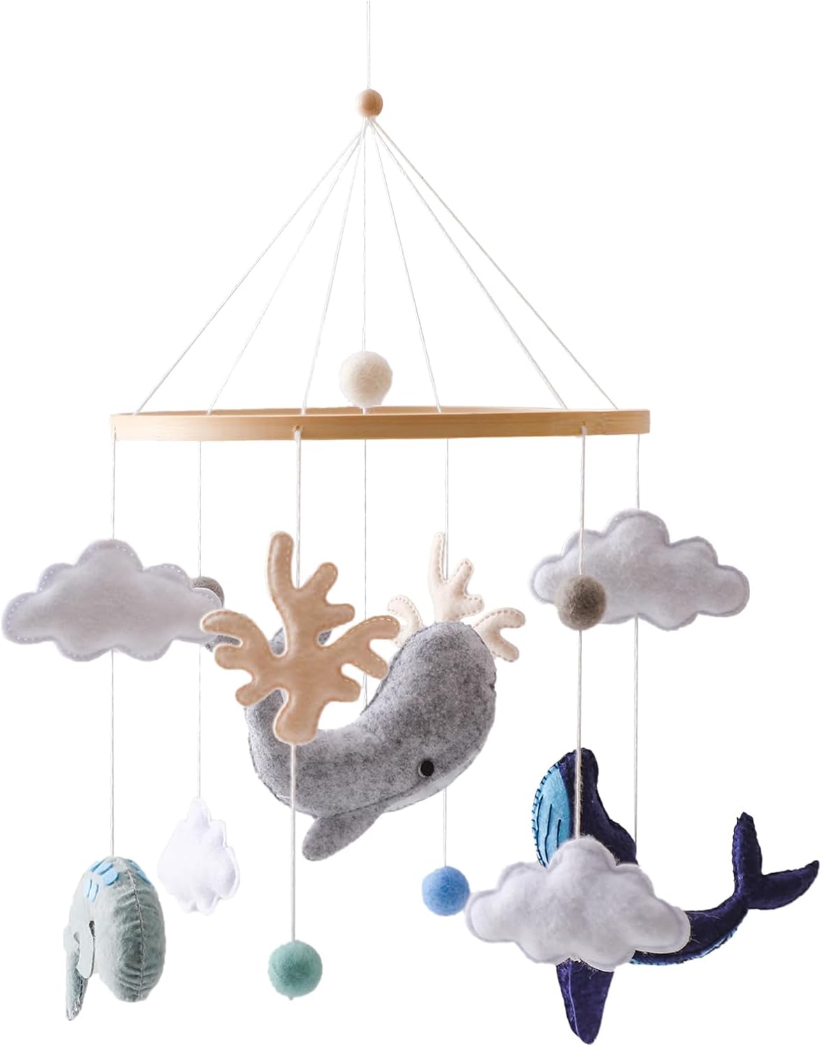 Beechwood Crib Mobile Holder - 360° Rotate, Adjustable Arm - Natural Wood, Minimalist - For Cribs No Side Rails - Baby Nursery Decor