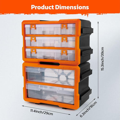 HORUSDY 39-Drawers Storage Cabinet Tool Box, Wall Mount Parts Storage Bin Chest Case Plastic Organiser Toolbox with Divider In Each Drawer