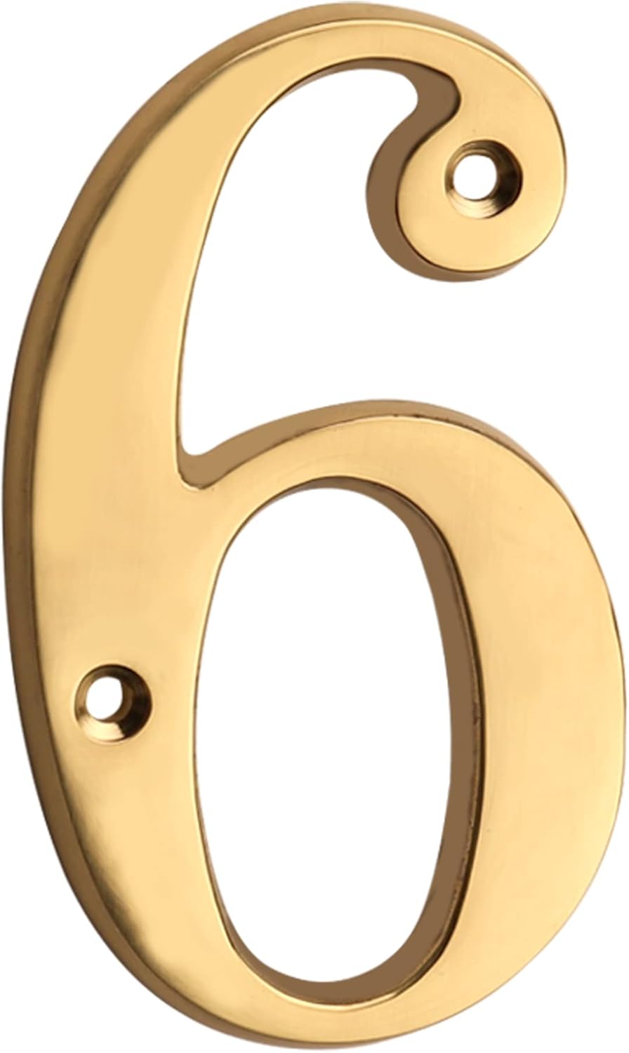 HASWARE 4 Inch Brass Modern Curvy House Number Polished Brass Finish Stylish Door Numbers Signage Plaque Street Home Address Numerals (A, Brass)