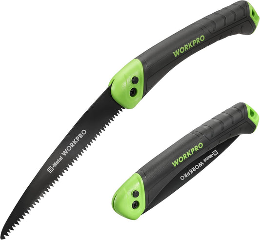 WORKPRO Pruning Saws 180mm, Hand Saws with Safety Lock, Folding Saw with Triple Tooth Cut, Ideel for Garden, Camping, Tree Trimming and More