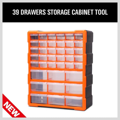 HORUSDY 39-Drawers Storage Cabinet Tool Box, Wall Mount Parts Storage Bin Chest Case Plastic Organiser Toolbox with Divider In Each Drawer