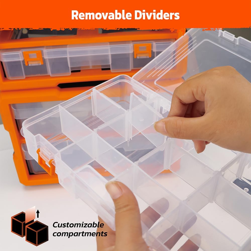 HORUSDY 39-Drawers Storage Cabinet Tool Box, Wall Mount Parts Storage Bin Chest Case Plastic Organiser Toolbox with Divider In Each Drawer