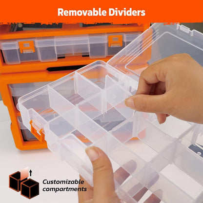 HORUSDY 39-Drawers Storage Cabinet Tool Box, Wall Mount Parts Storage Bin Chest Case Plastic Organiser Toolbox with Divider In Each Drawer