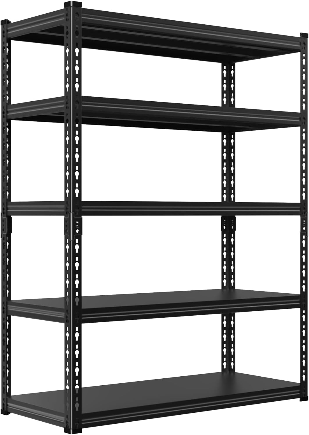 5 Tier Storage Shelves Metal Garage Shelving Unit for System Racks Storage Basement Storage Shelf Garage Storage Rack H150cm*W100cm* D40cm (Black)