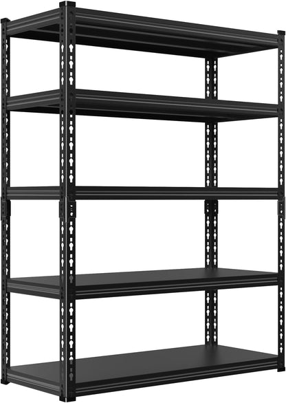 5 Tier Storage Shelves Metal Garage Shelving Unit for System Racks Storage Basement Storage Shelf Garage Storage Rack H150cm*W100cm* D40cm (Black)