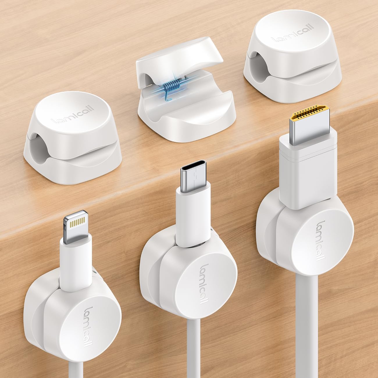One-Hand Cable Clips | Desk Cord Organizer | Adhesive Cord Holders