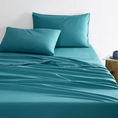 Wake In Cloud - White Sheet Set, 1000TC Ultra Soft Microfiber, Fitted Sheet & Flat Sheet & 2 Pillowcases (4 pcs, Queen Size)