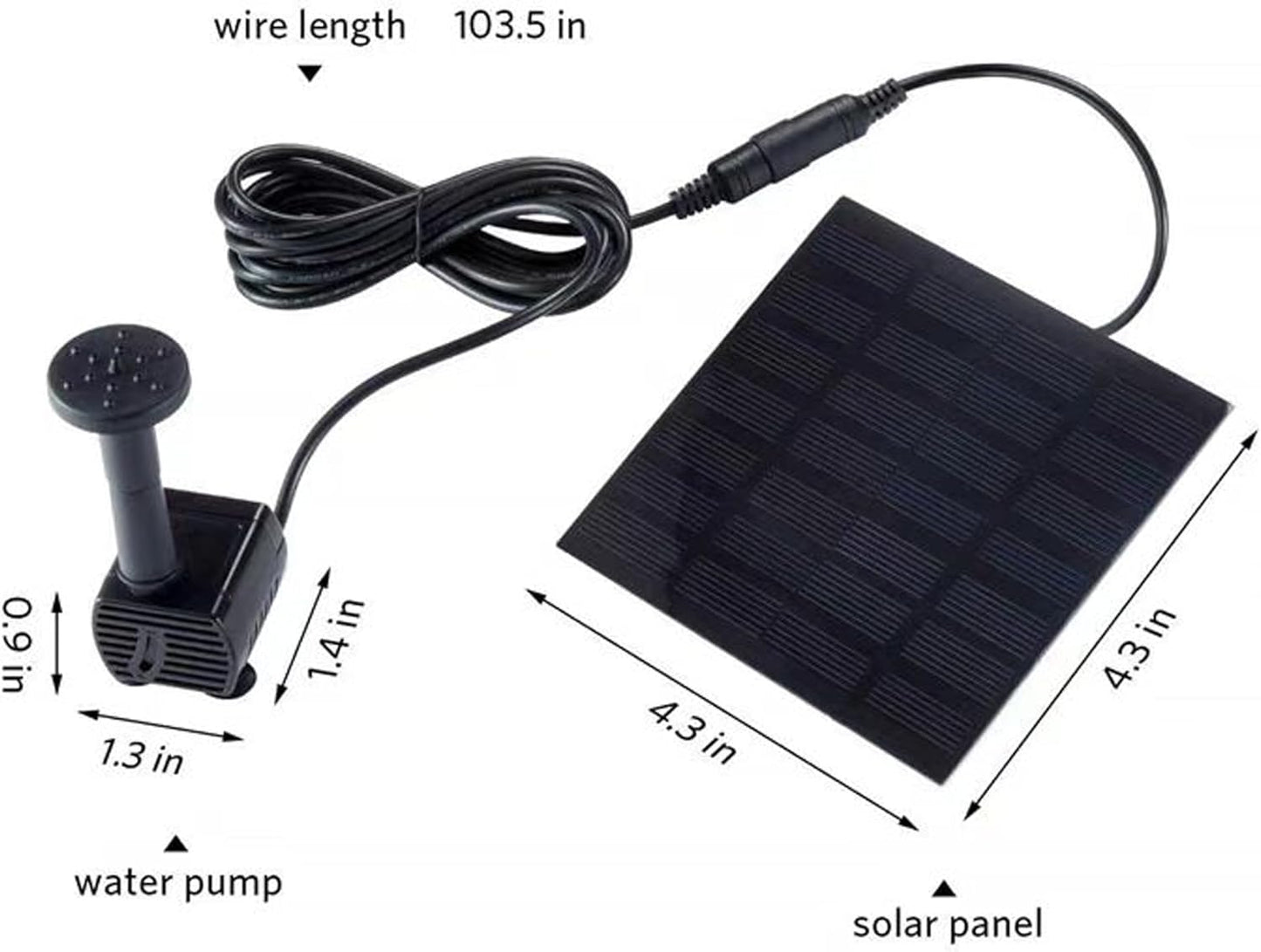Solar Fountain,Square Solar Water Fountain with 6 Nozzle,1.2W Bird Bath Solar Water Pump with Extended - Length,Submersible Pump for Pond, Pool, Garden, Fish Tank