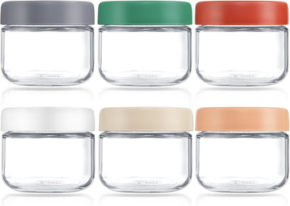 Feshory 6 Pack Overnight Oats Container Jar with Screw Lid - Wide Mouth & Airtight Glass Food Storage Jar, Wide Mouth Glass Meal Prep Containers for Baby Food, Salad, Spice, Snacks, Dressing Sauce