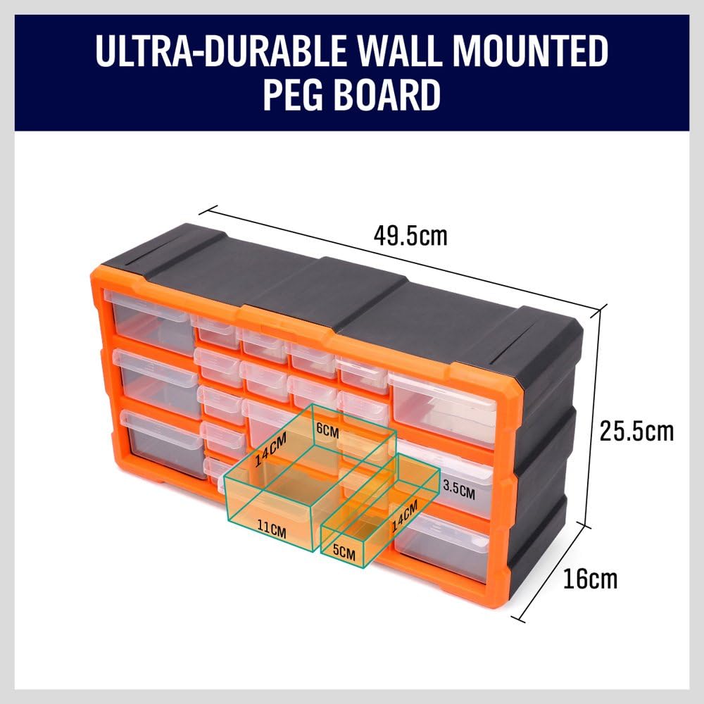 HORUSDY 39-Drawers Storage Cabinet Tool Box, Wall Mount Parts Storage Bin Chest Case Plastic Organiser Toolbox with Divider In Each Drawer
